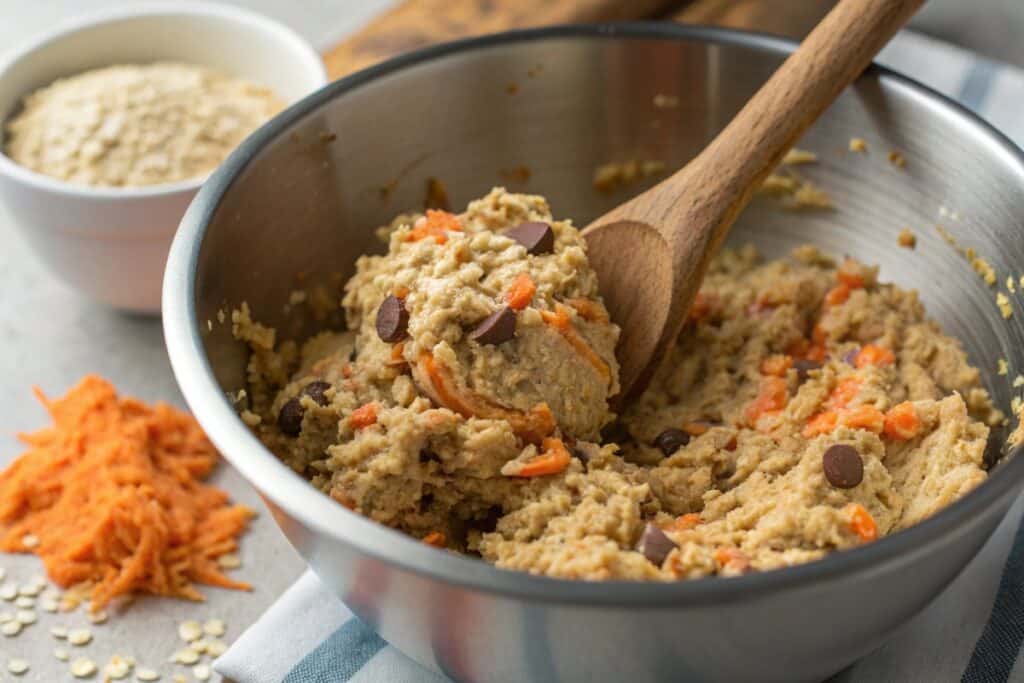Carrot Cake Cookies Recipe: Soft, Spiced, and Easy to Frost Perfectly 8 Carrot cake cookie dough in mixing bowl