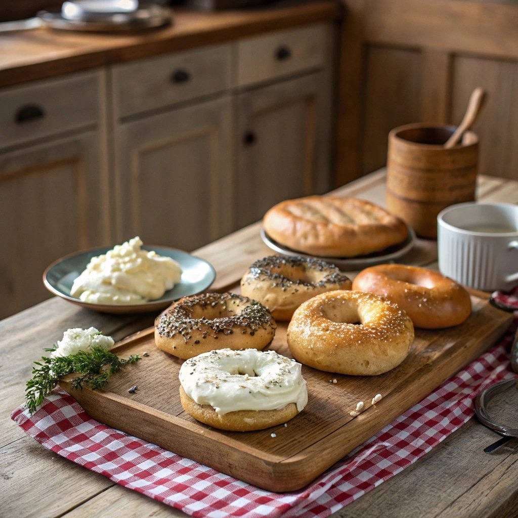 Cottage cheese bagel recipes variations on rustic kitchen table