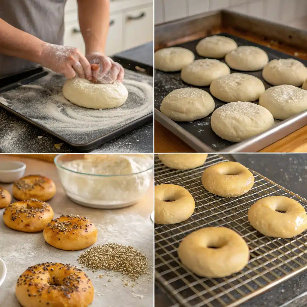 shaping cottage cheese bagel dough