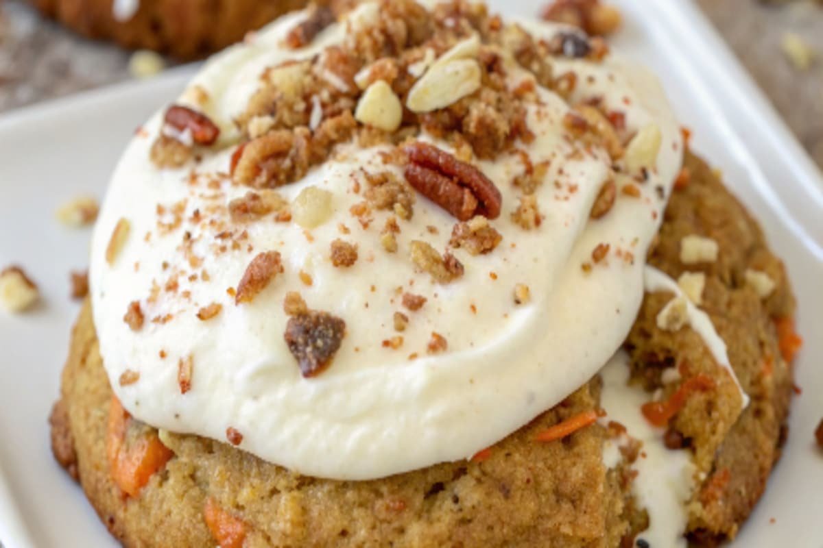Crumbl cookie carrot cake with cream cheese swirl