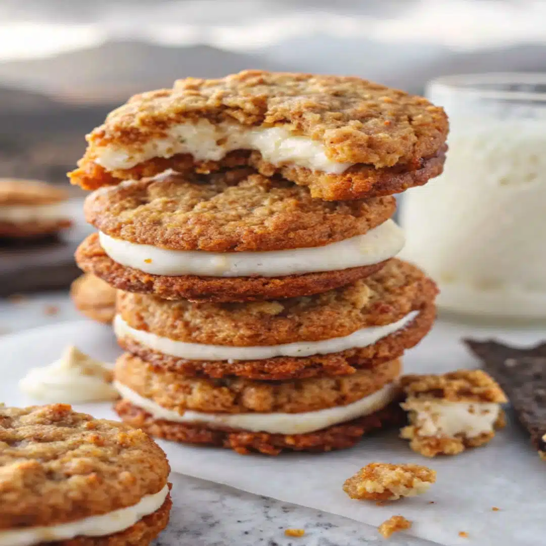 Carrot Cake Box Mix Cookies: Soft, Spiced & Easy to Make carrot cake box mix cookies Stack of carrot cake box mix cookies with frosting