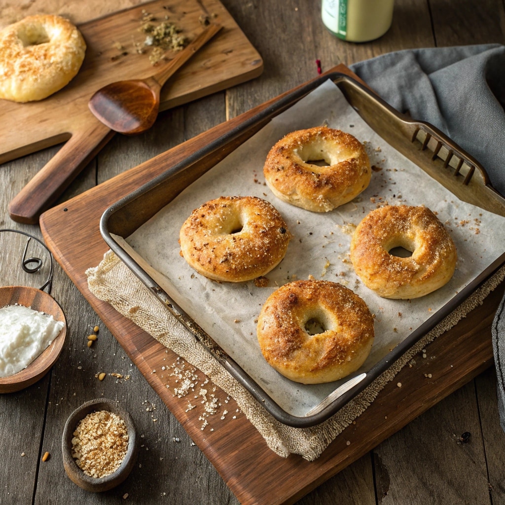 Keto Cottage Cheese Bagels Recipe – Easy Low-Carb & High-Protein 5 Keto cottage cheese bagels Recipe on baking tray