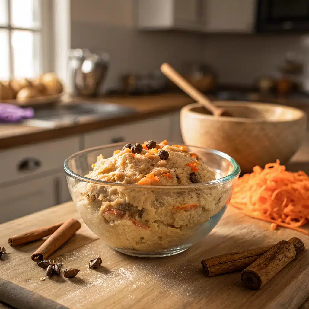 Carrot Cake Box Mix Cookies: Soft, Spiced & Easy to Make carrot cake box mix cookies Mixing carrot cake cookie dough