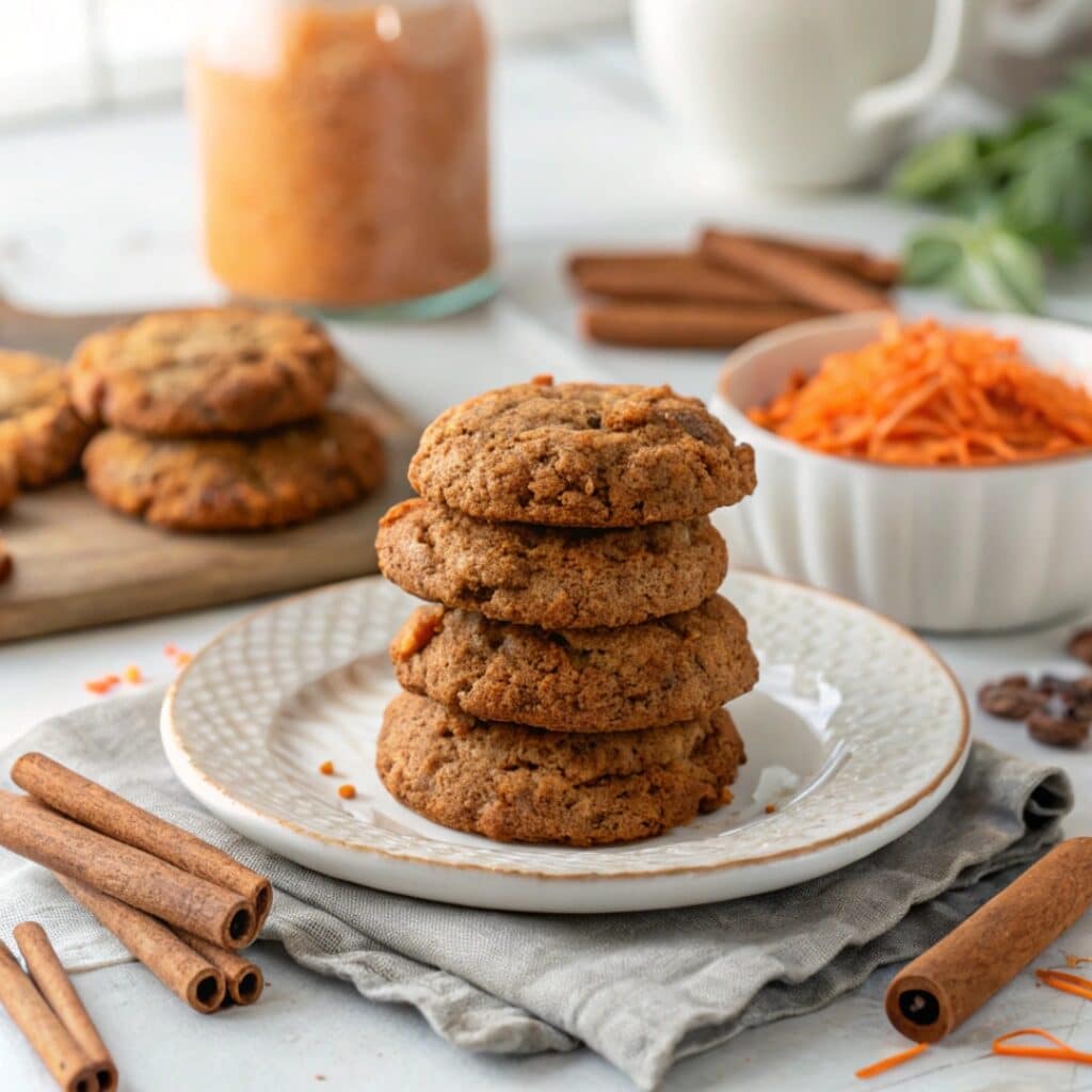 Simple Carrot Cake Cookies: Easy, Moist & Irresistible Bites 5 Simple carrot cake cookies on rustic plate