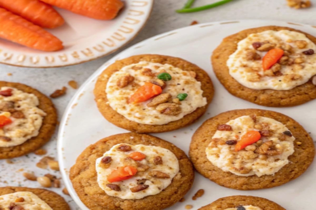 Simple carrot cake cookies on rustic plate
