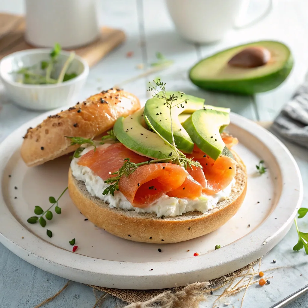 serving cottage cheese bagel with toppings