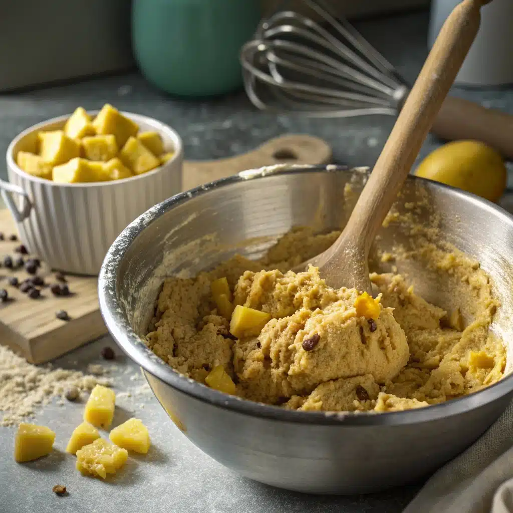 Pineapple Sugar Cookies: Soft, Chewy, and Tropically Sweet pineapple sugar cookies mixing pineapple sugar cookie dough