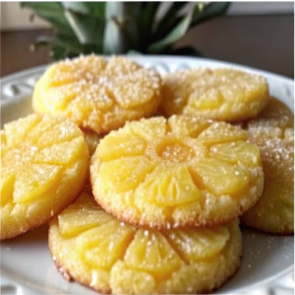 Pineapple Sugar Cookie Recipe: A Soft and Tangy Tropical Favorite 5 Served pineapple sugar cookies with tropical garnish