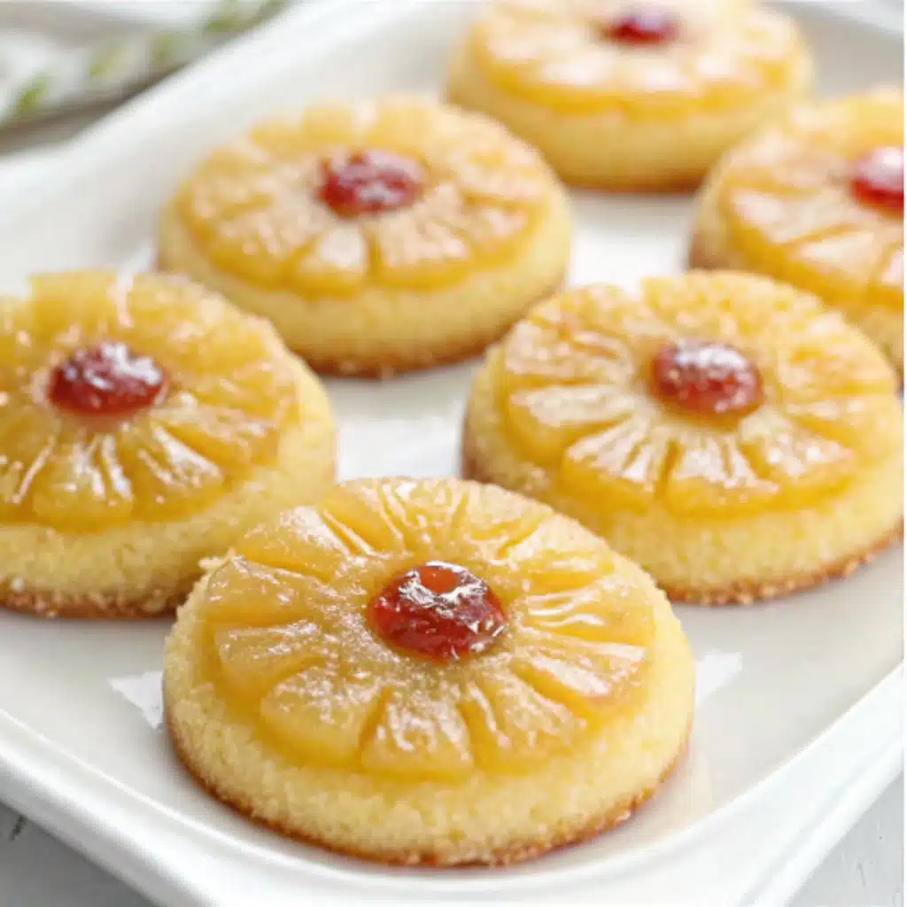 Plated pineapple upside down sugar cookies