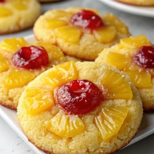 Fresh pineapple upside sugar cookies recipe with caramelized topping