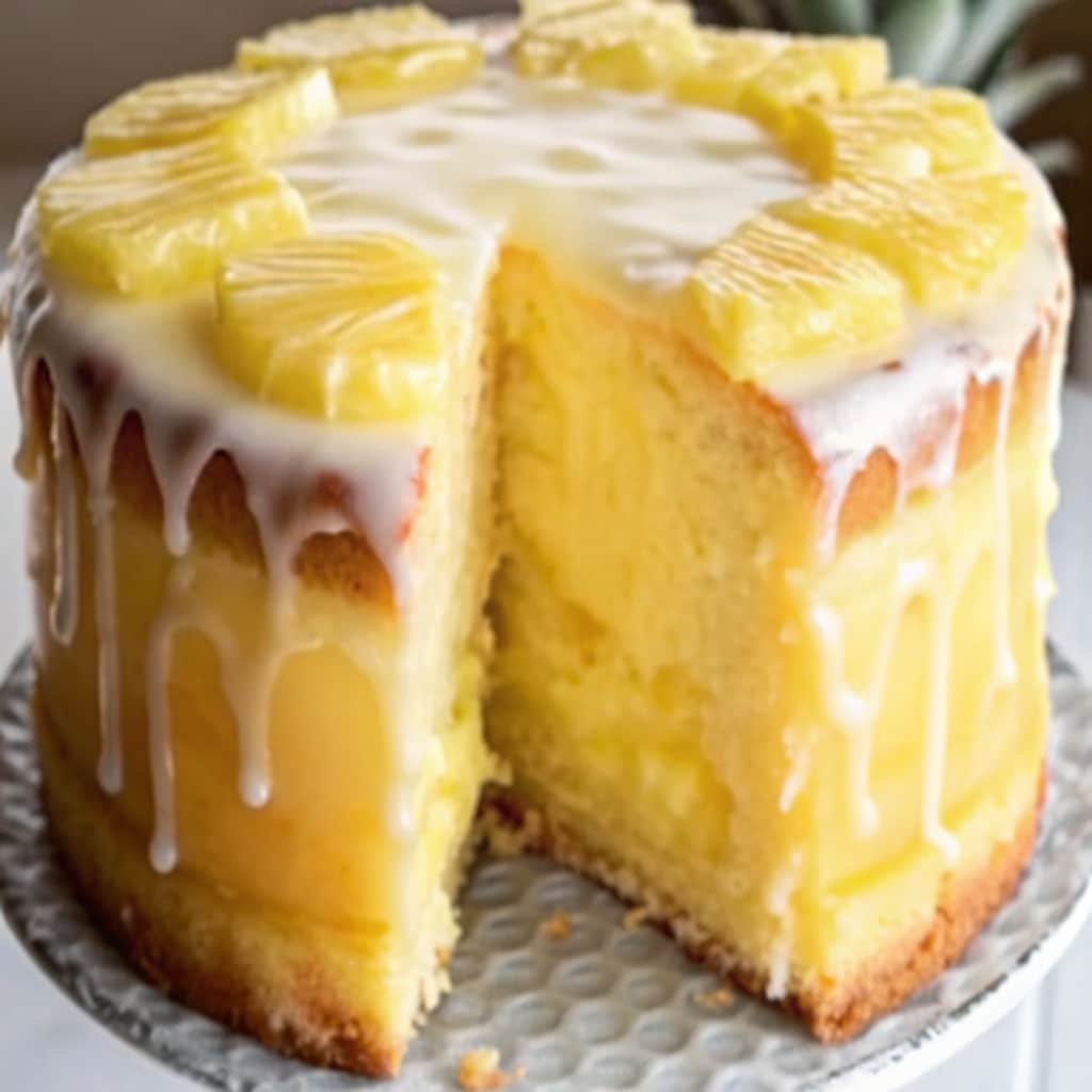 Ultimate pineapple juice cake recipe with tropical glaze