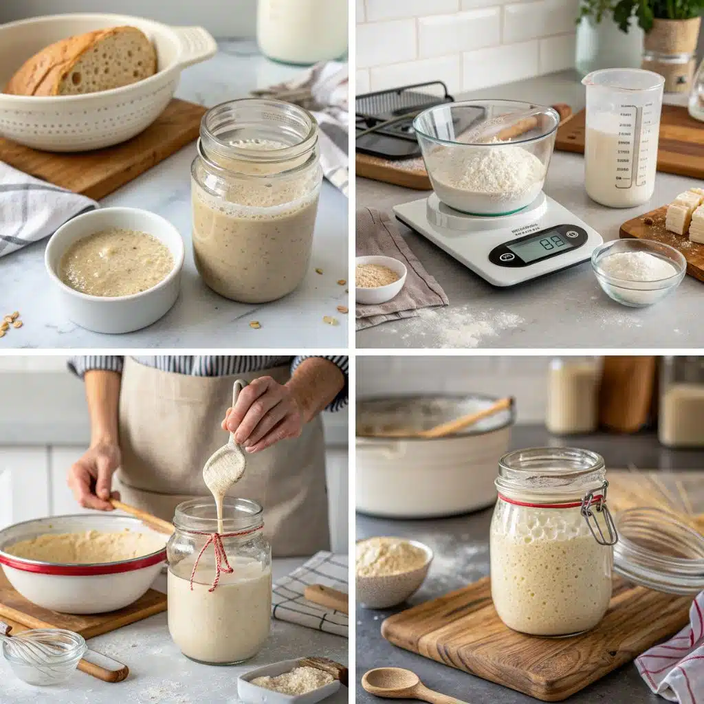 Feeding Sourdough Starter – Master Ratios, Timing & Tips Feeding Sourdough Starter steps to feed sourdough starter