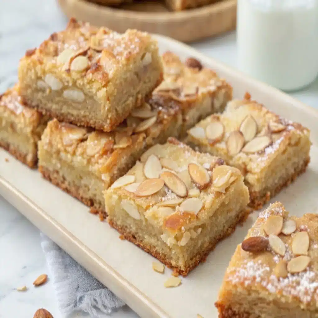 Almond Croissant Cookie Bars – The Ultimate Bakery‑Style Treat at Home Almond Croissant Cookie Bars almond croissant cookie bars sliced and topped with almonds