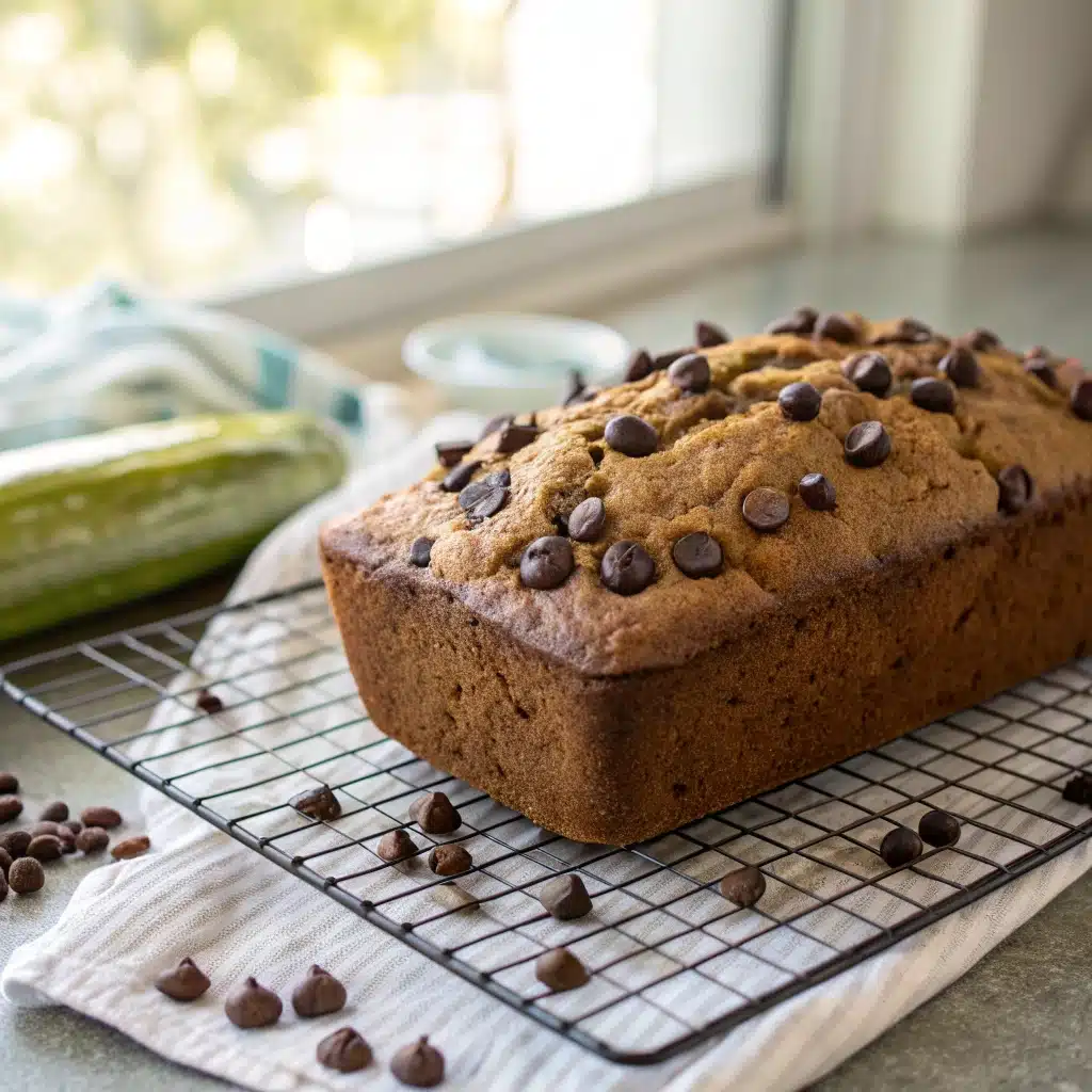 Ultimate Chocolate Chip Zucchini Bread Recipe – Moist, Melty & Sneaky Veggies chocolate chip zucchini bread recipe chocolate chip zucchini bread recipe cooling loaf