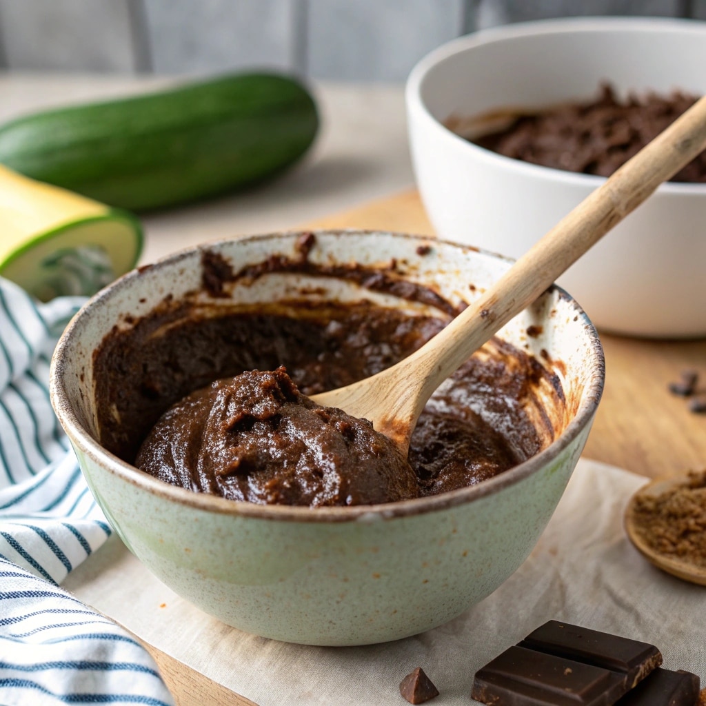 Chocolate Zucchini Bread – Fudgy, Moist & Sneaky-Veg Delight 10 chocolate zucchini bread batter in mixing bowl
