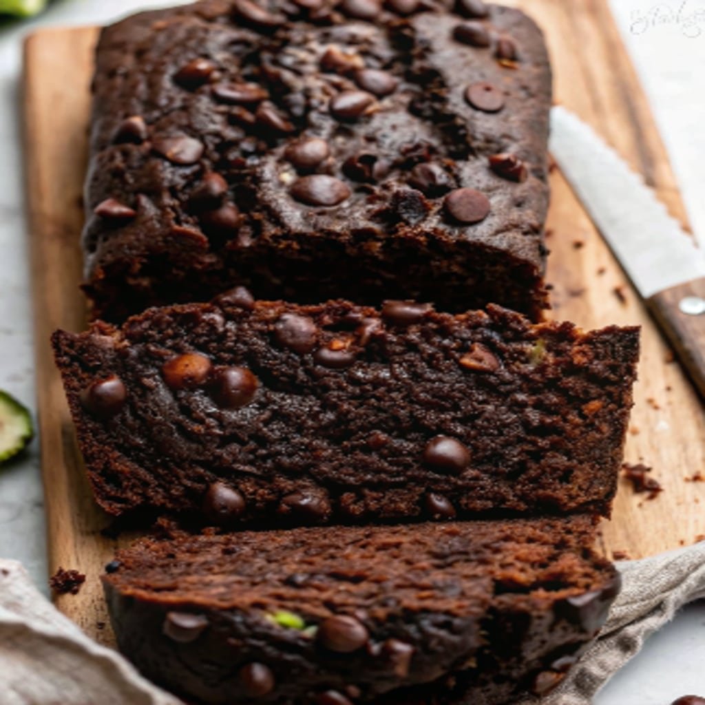 Double Chocolate Zucchini Bread sliced loaf moist fudgy