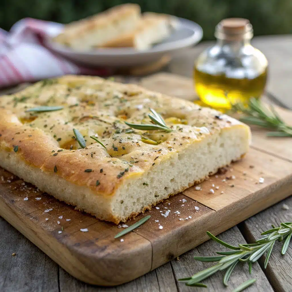ocaccia gluten-free bread recipe with golden crust and rosemary