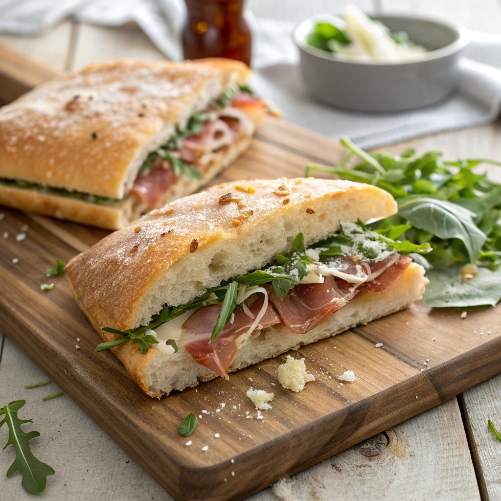 20 Best Focaccia Sandwich Fillings for Every Taste 1 focaccia sandwich fillings with prosciutto arugula parmesan