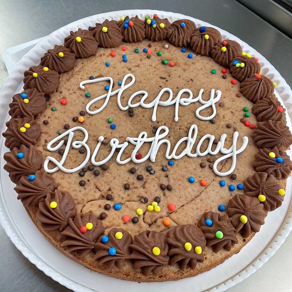 Chocolate Chip Cookie Cake Recipe – The Ultimate Homemade Guide 8 decorated chocolate chip cookie cake with frosting