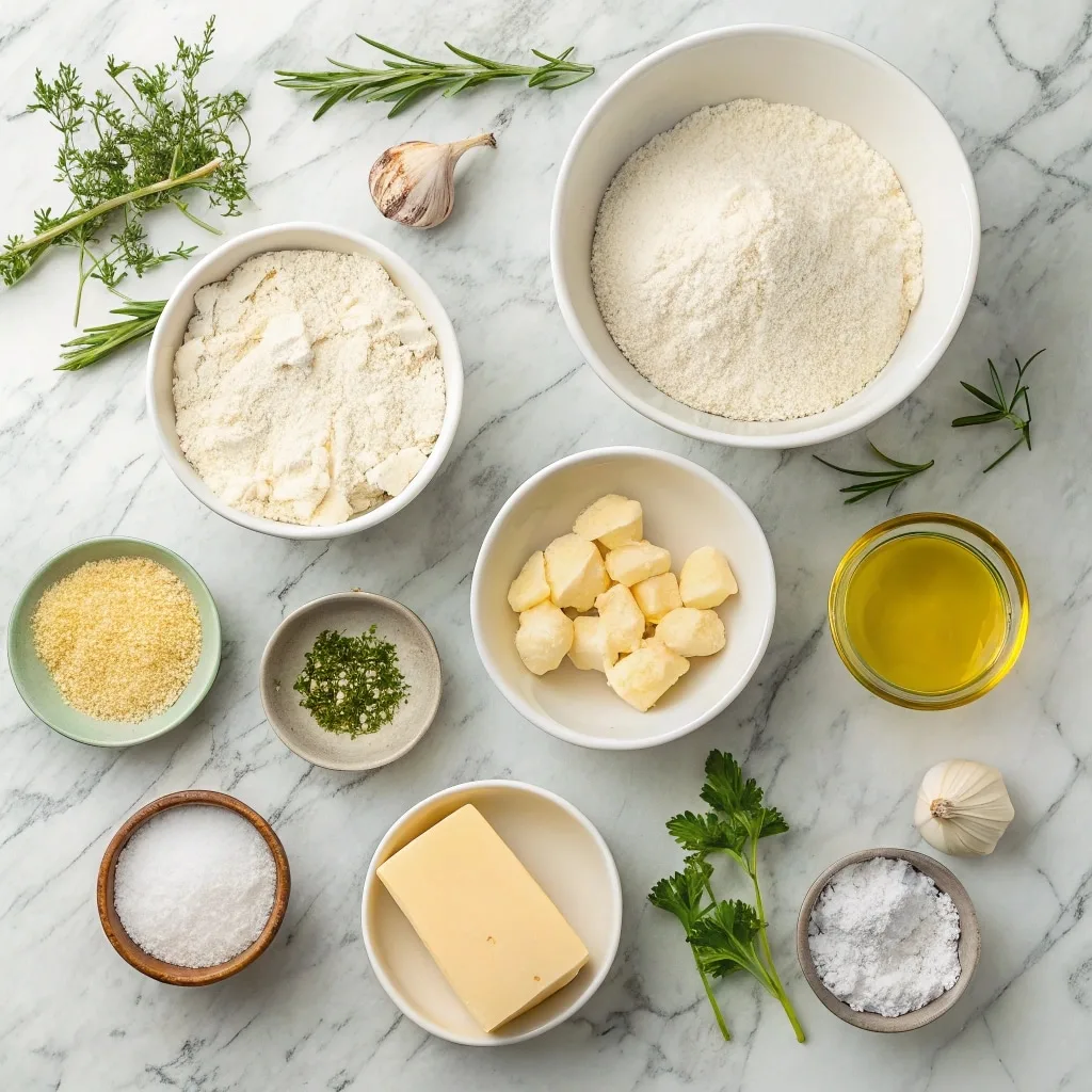 ingredients for garlic focaccia bread