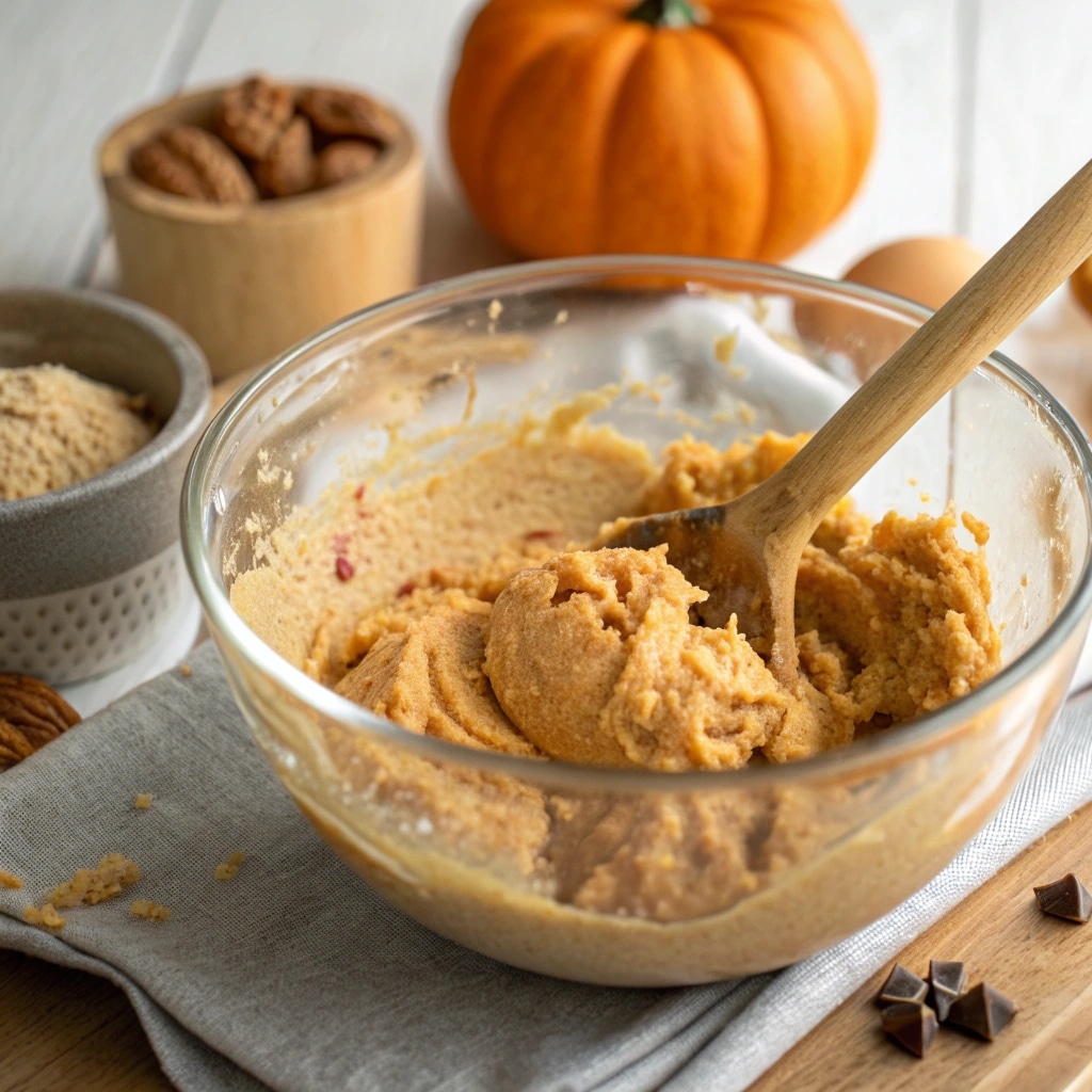 The Best Pumpkin Cookies Recipe for Every Craving 9 Mixing bowl with creamy pumpkin cookie dough