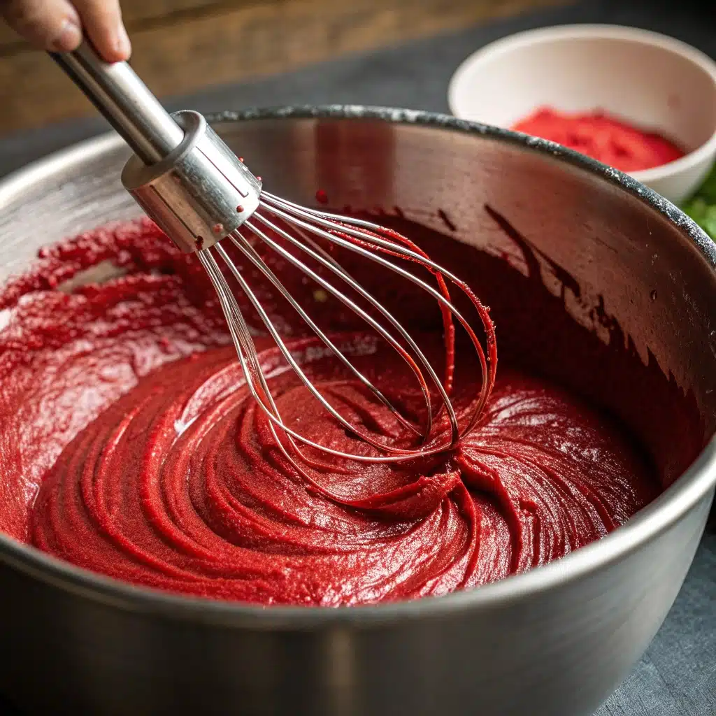 Red Food Colour for Red Velvet Cake – The Complete Guide for Perfect Vibrance Red Food Colour for Red Velvet Cake mixing red food colour in red velvet cake batter
