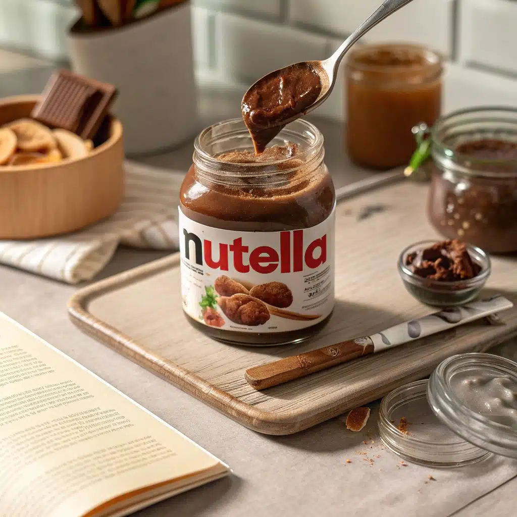 Nutella nutrition facts spoon and jar