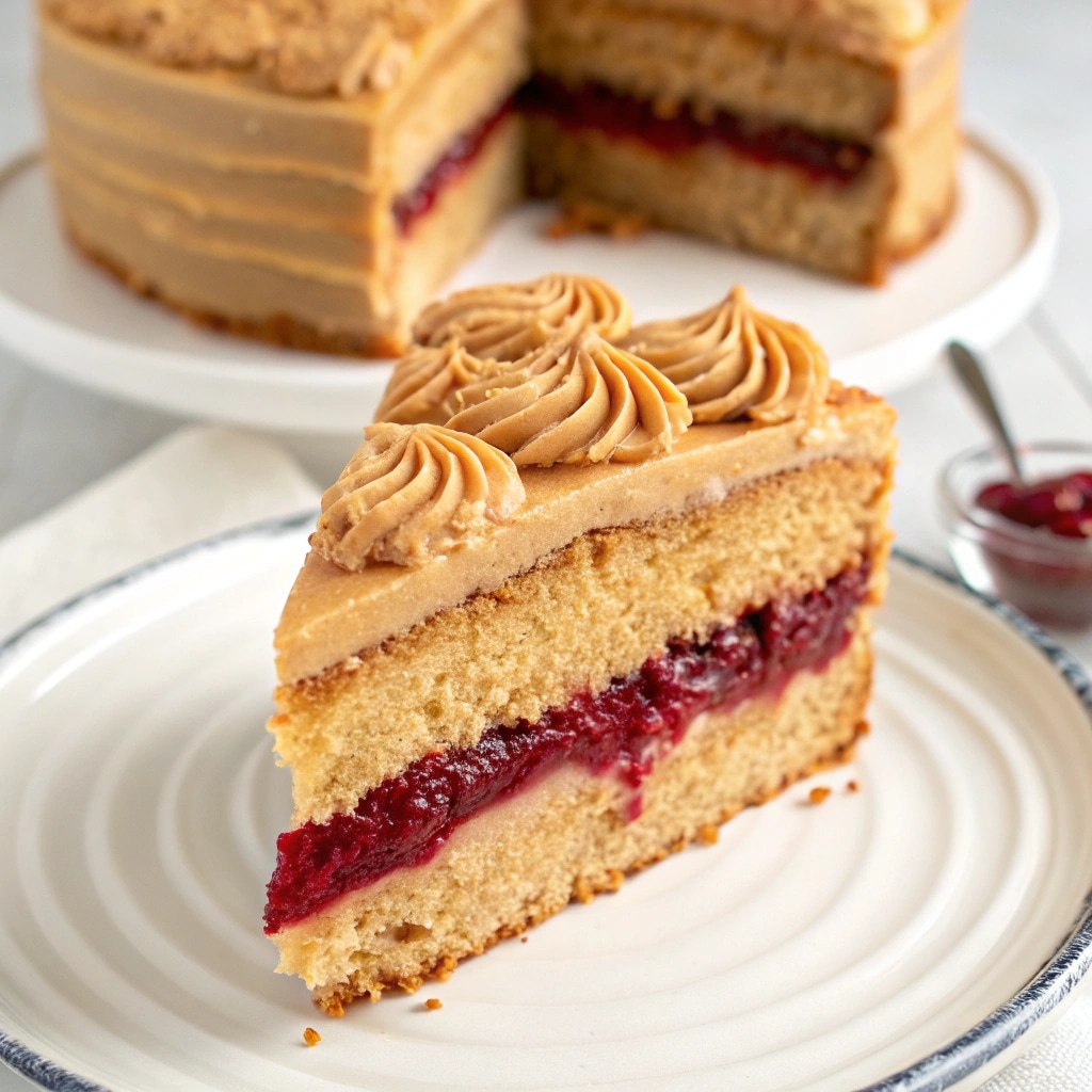 Peanut Butter and Jam Cake: The Ultimate Sweet and Savory Treat 5 slice of peanut butter and jam cake with jam filling