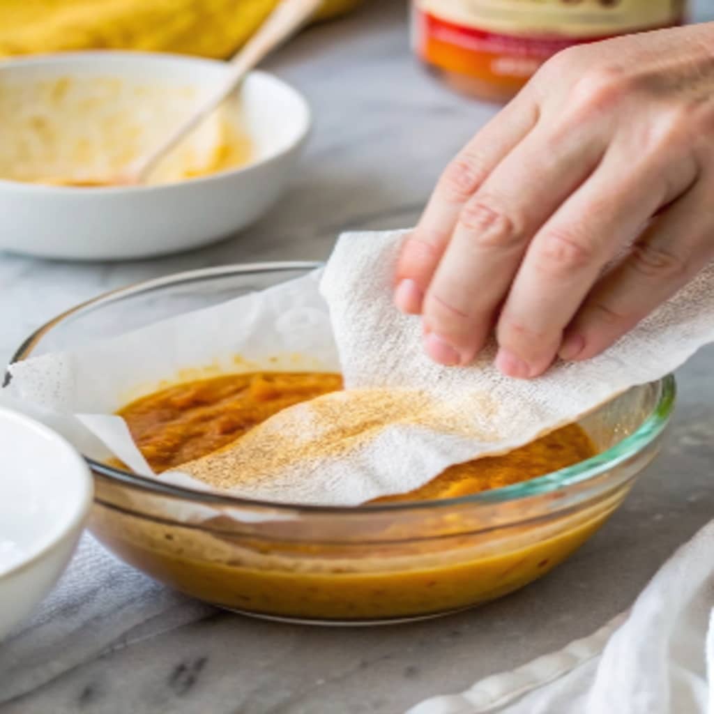 Healthy Pumpkin Cookies: The Ultimate Guide to Guilt-Free Fall Baking 9 Pumpkin puree being blotted with paper towels