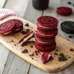 Red velvet cake Oreo cookies stacked