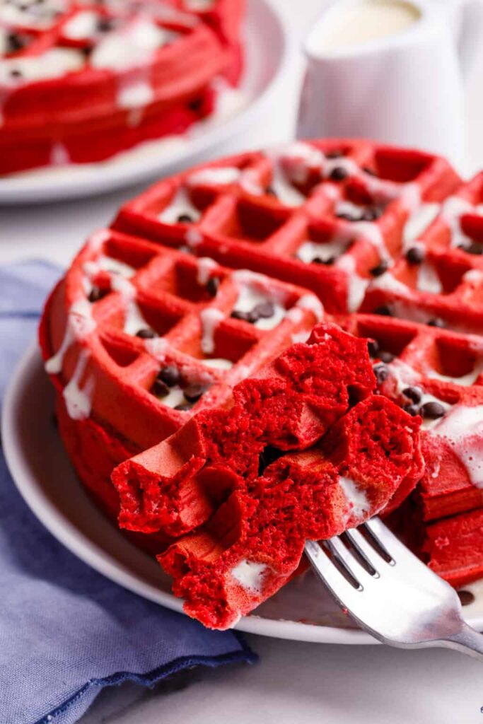Red Velvet Waffle Cake – The Ultimate Dessert Fusion You Need to Try 5 Slice of red velvet waffle cake