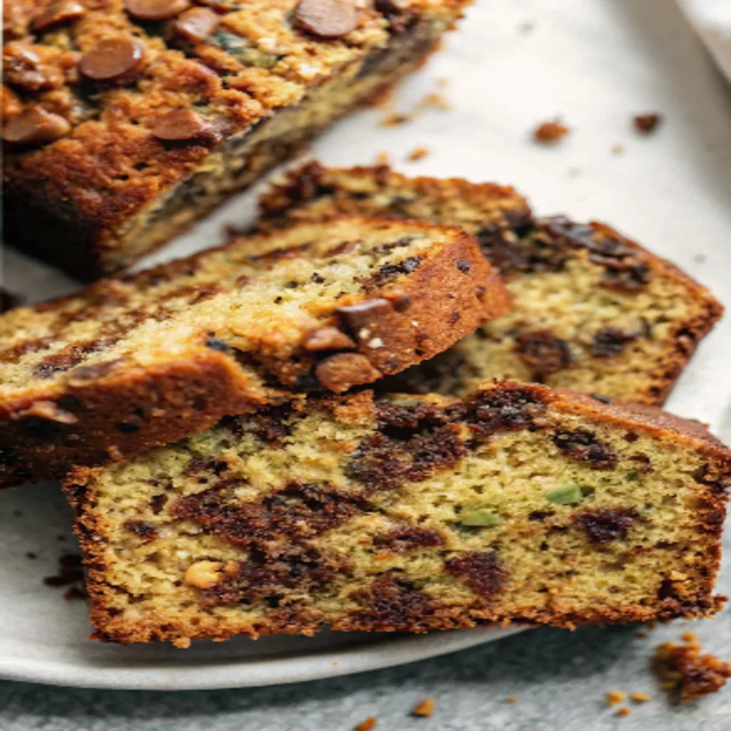 Ultimate Chocolate Chip Zucchini Bread Recipe – Moist, Melty & Sneaky Veggies chocolate chip zucchini bread recipe Serving chocolate chip zucchini bread recipe slices