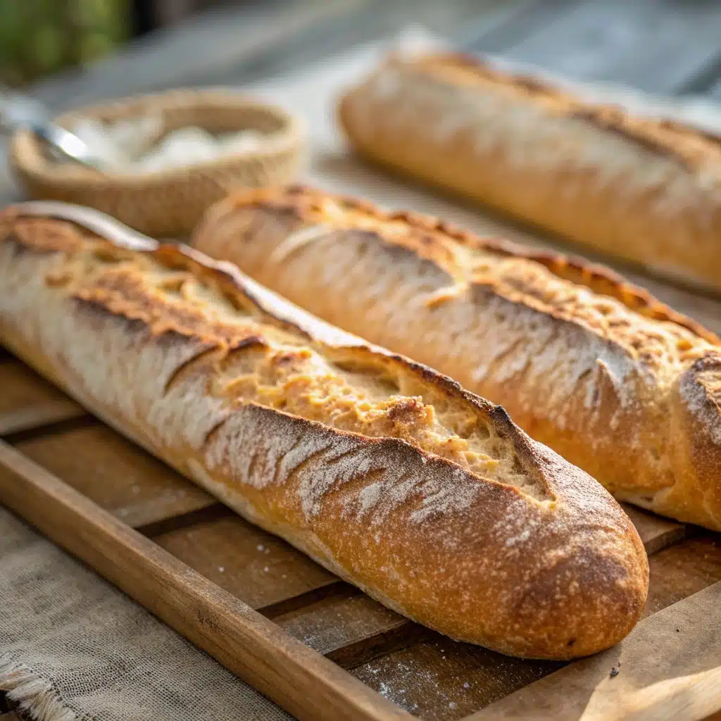 Authentic sourdough baguette recipe fresh from the oven
