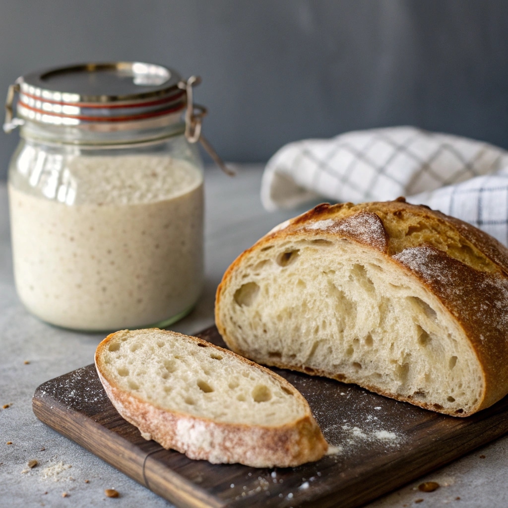 Feeding Sourdough Starter – Master Ratios, Timing & Tips 3 Fresh sourdough bread made with well-fed starter