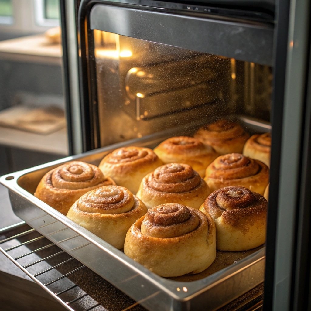 sourdough cinnamon rolls fresh from oven