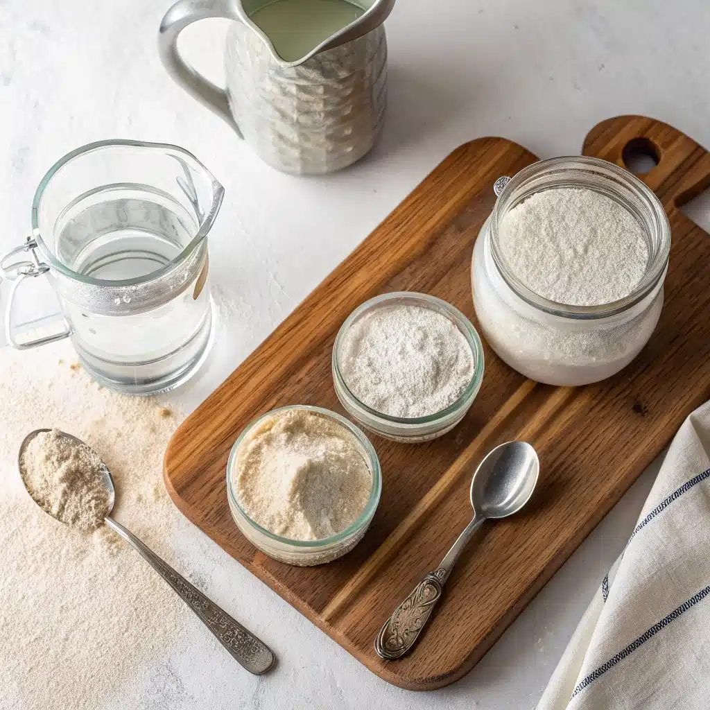 Feeding Sourdough Starter – Master Ratios, Timing & Tips Feeding Sourdough Starter Ingredients for feeding sourdough starter