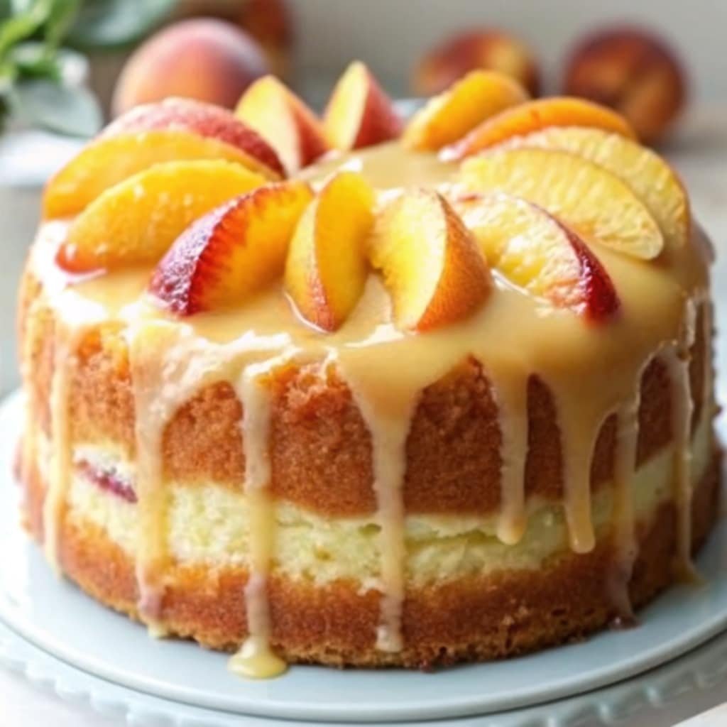 Southern Peach Buttermilk Pound Cake fresh baked
