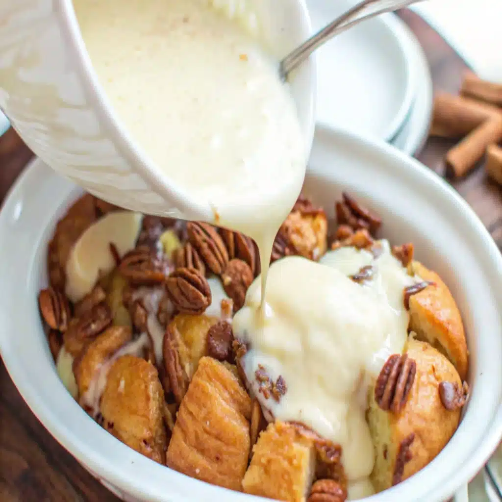 Assembling croissant Nutella bread pudding