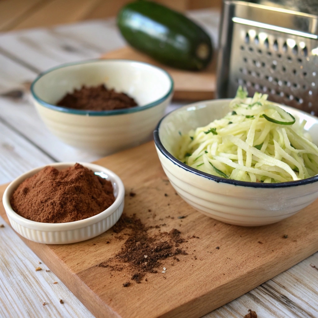 Chocolate Zucchini Bread – Fudgy, Moist & Sneaky-Veg Delight 9 grated zucchini and cocoa powder for chocolate zucchini bread