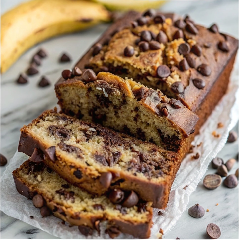 Super Moist Chocolate Chip Banana Bread Recipe 6 Super Moist Chocolate Chip Banana Bread Served