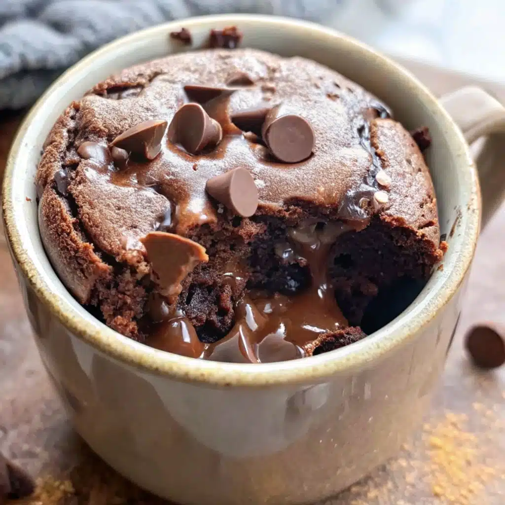 Brownie Mug Cake – Gooey Chocolate in 5 Minutes Brownie Mug Cake brownie mug cake topped with chocolate chips in a mug