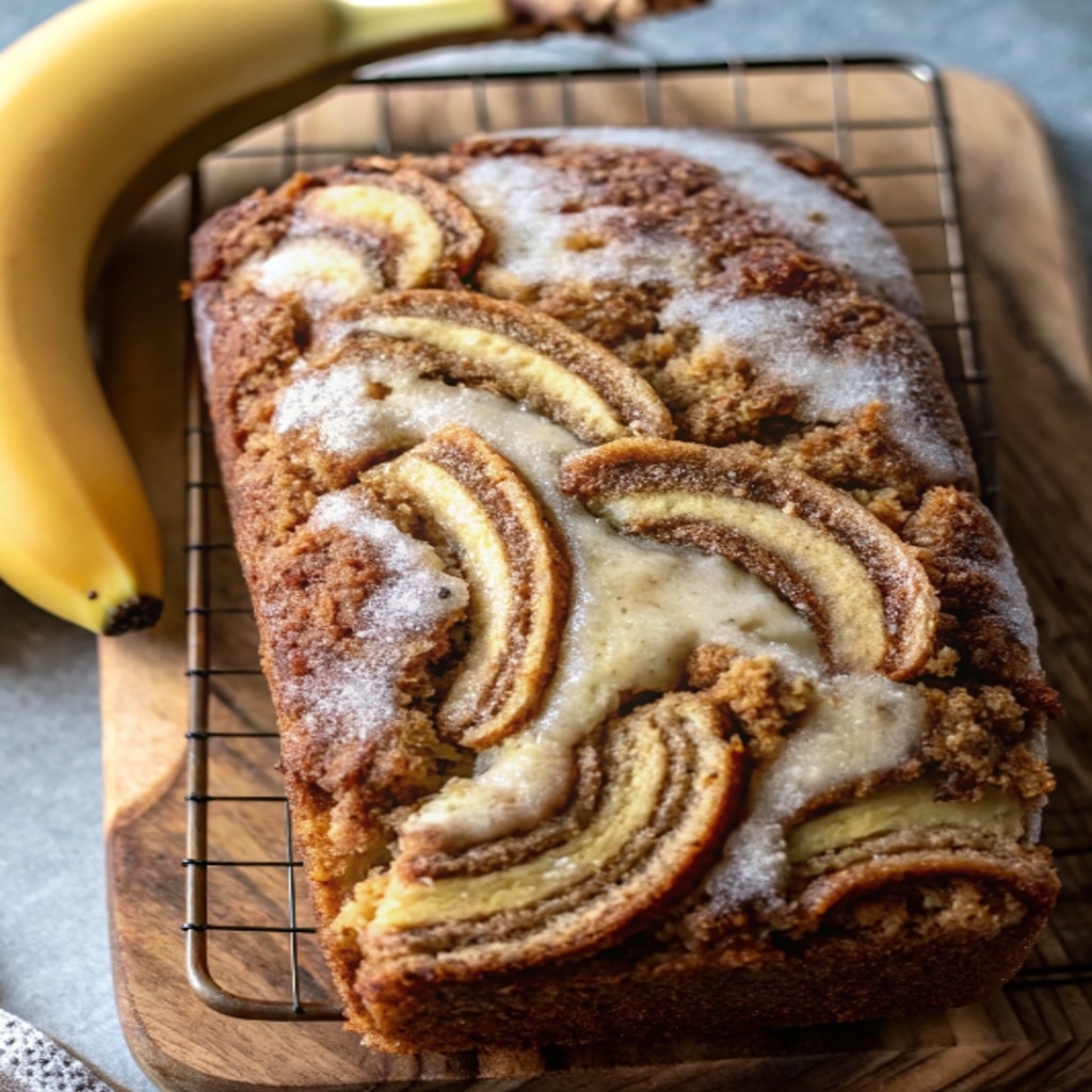 Cinnamon Swirl Banana Bread – Irresistibly Moist, Bakery-Style Loaf 6 cinnamon swirl banana bread cooling on a wire rack