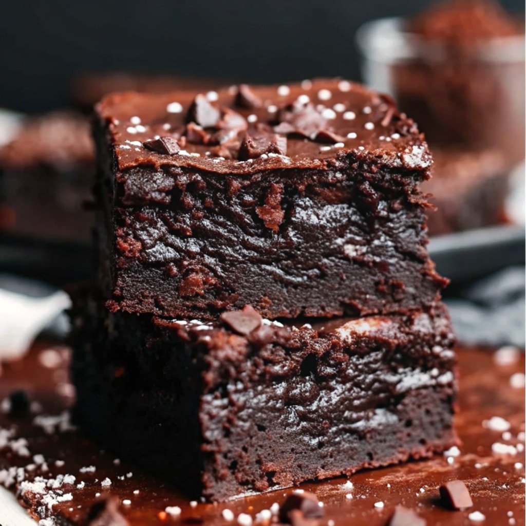Fudgy Brownie Cake Recipe — Your Favorite Vegetarian Chocolate Treat 6 Fudgy Brownie Cake stacked