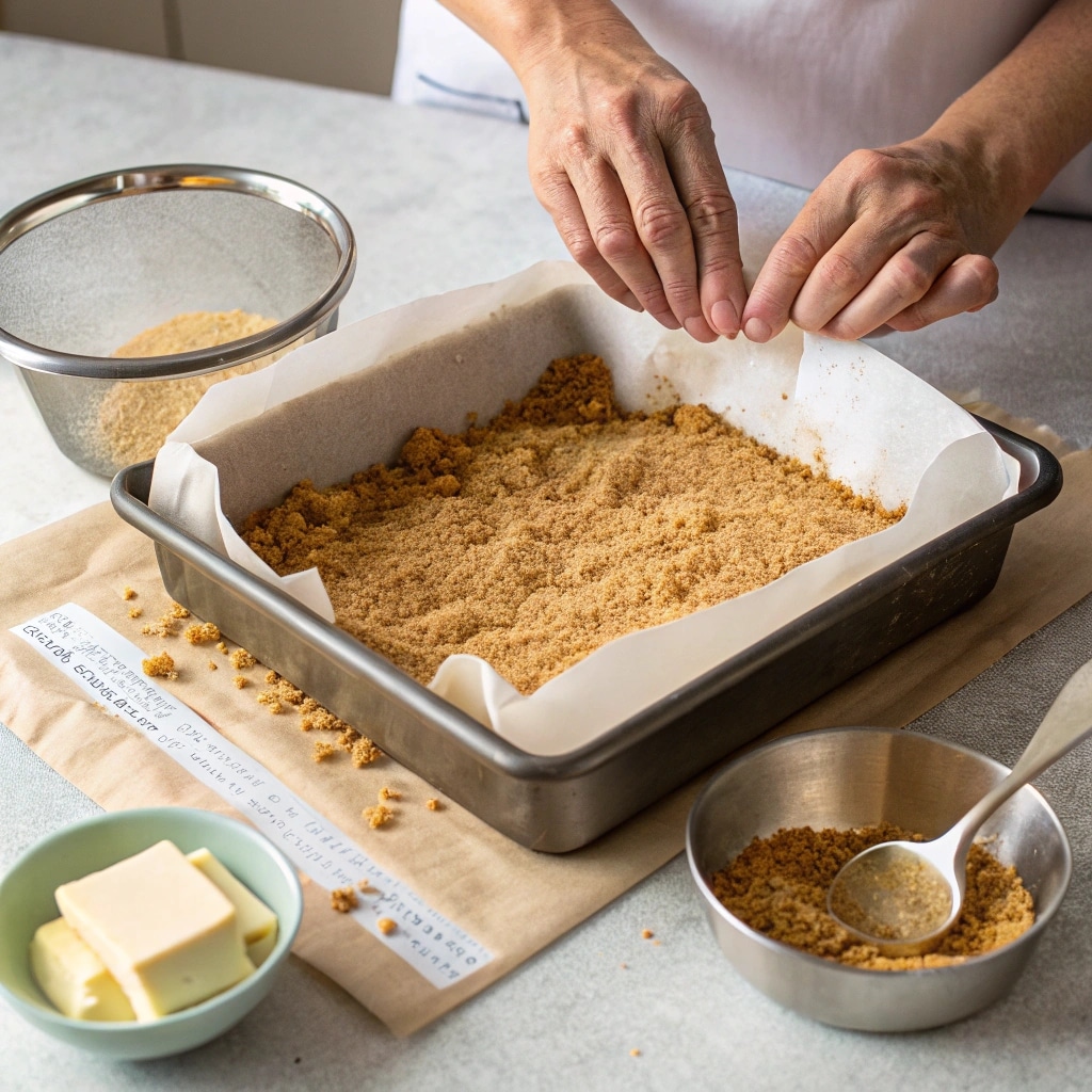 Pumpkin Pie Bars – Easy, Creamy & Crowd-Pleasing Dessert 10 Pressing crust for pumpkin pie bars