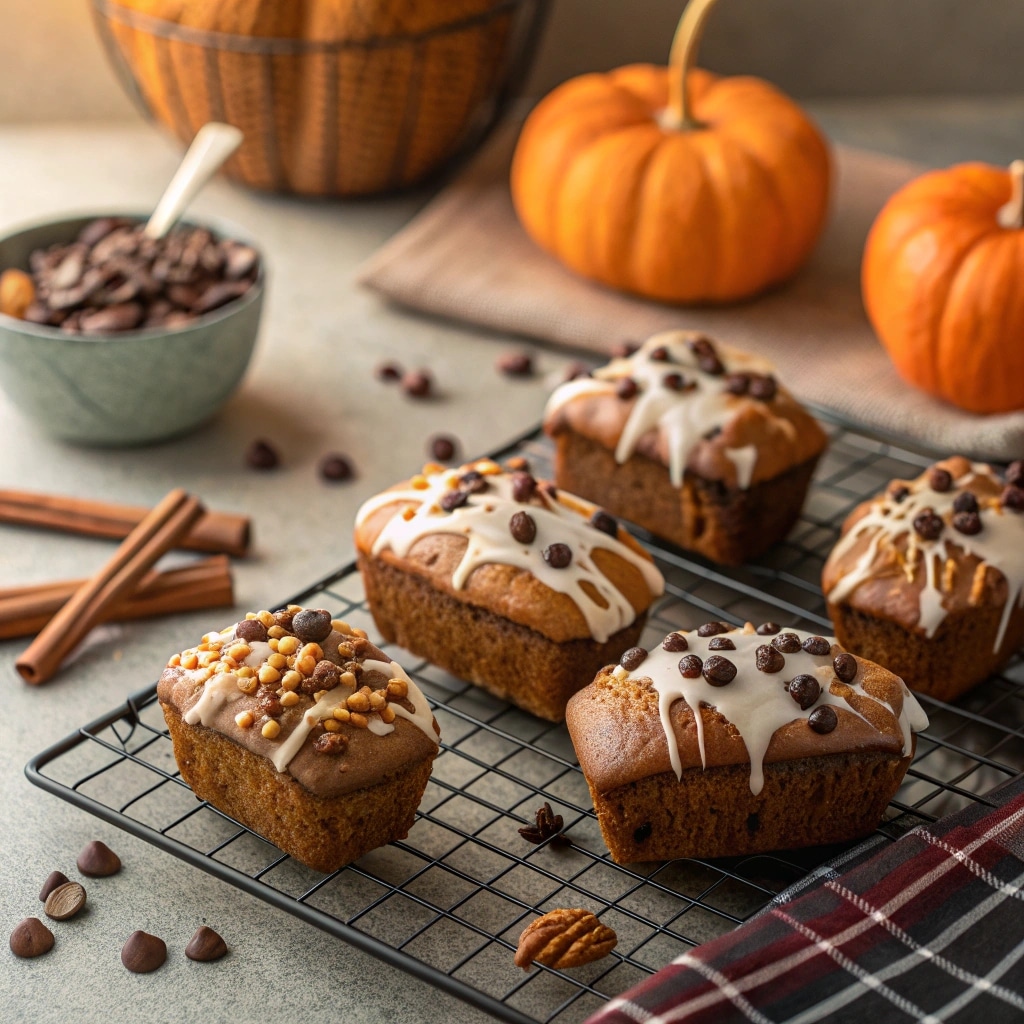 Chocolate Chip Pumpkin Bread: Cozy Fall Baking You’ll Love 11 mini chocolate chip pumpkin loaves and muffins with glaze