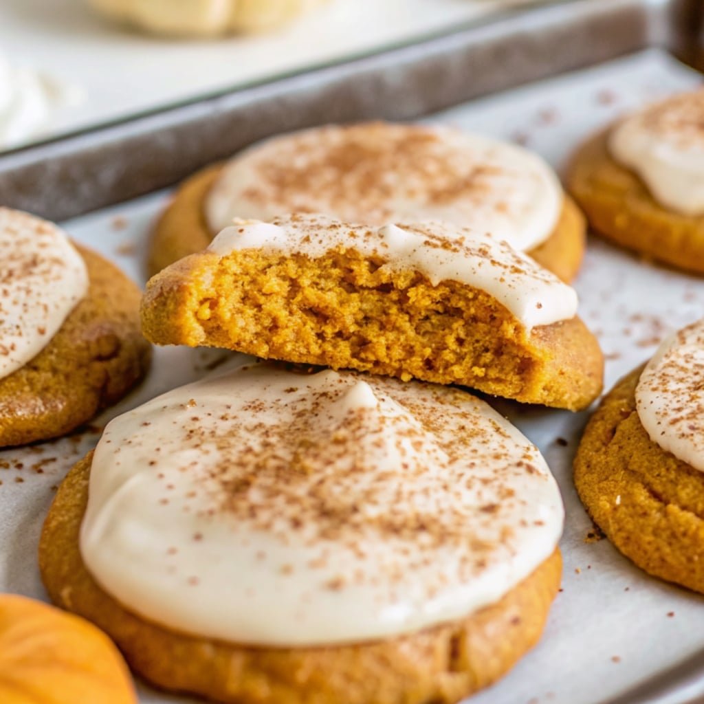 Pumpkin cookies with cream cheese icing