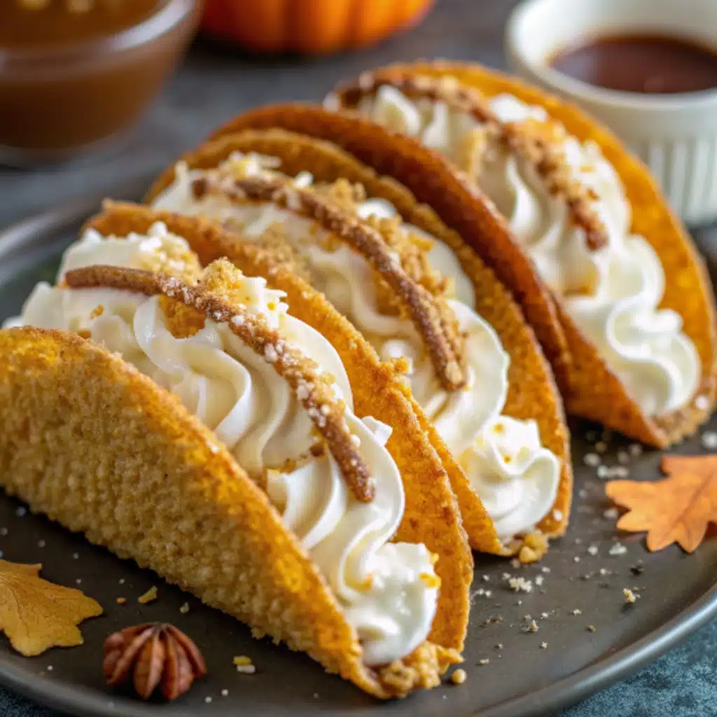 Pumpkin Pie Tacos Recipe – A Fun and Cozy Fall Dessert Pumpkin Pie Tacos Serving Pumpkin Pie Tacos