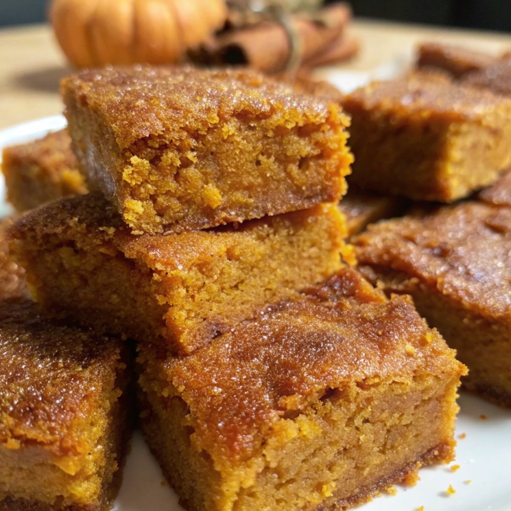 Pumpkin Snickerdoodle Blondies with cinnamon sugar topping