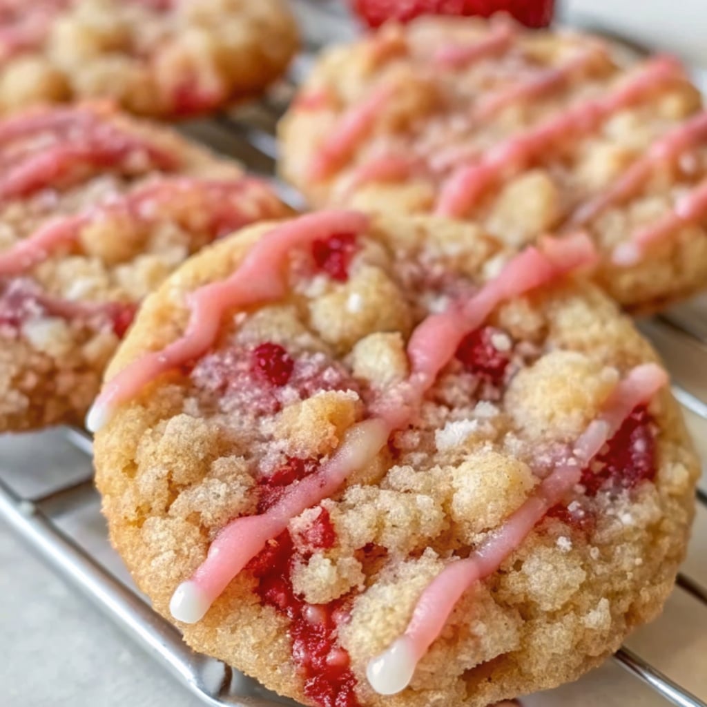 Strawberry Crunch Cookies – Easy, Fun & Bursting with Berry Flavor 6 strawberry crunch cookies cooling on a wire rack