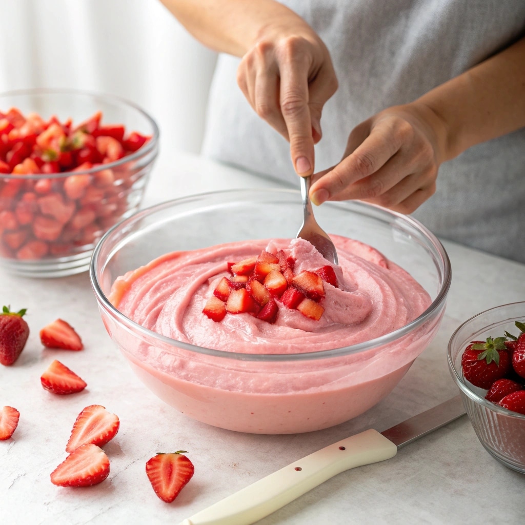 Homemade Strawberry Cake: The Ultimate Guide to a Fresh, Moist Dessert 9 Strawberry cake batter being prepared